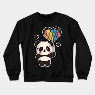 Cute Kawaii Panda with a Ballon Rainbow colours Crewneck Sweatshirt